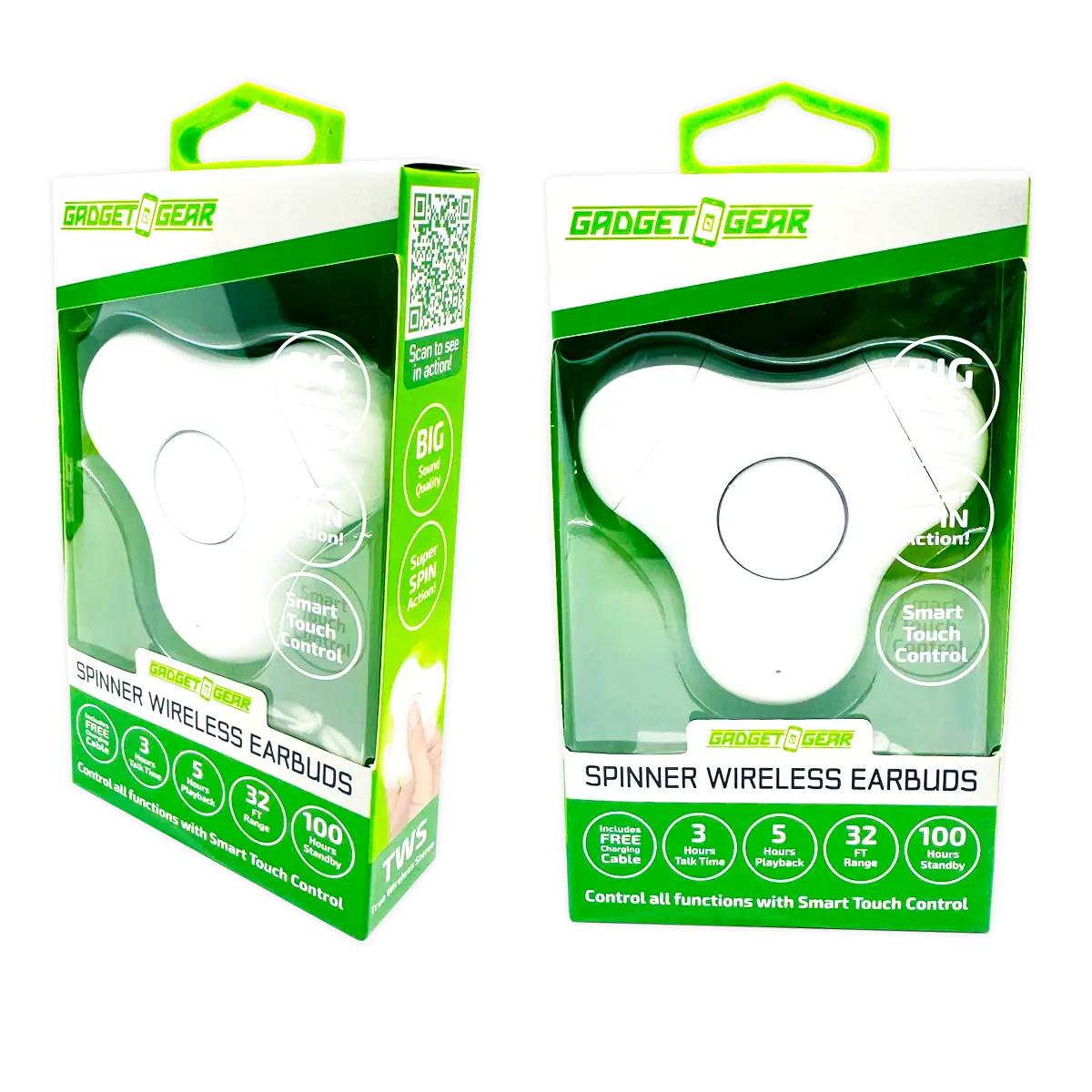 WHOLESALE WIRELESS SPINNER EARBUDS - STORE SURPLUS NO DISPLAY - 6 PIECES PER PACK 25114L STORE SURPLUS