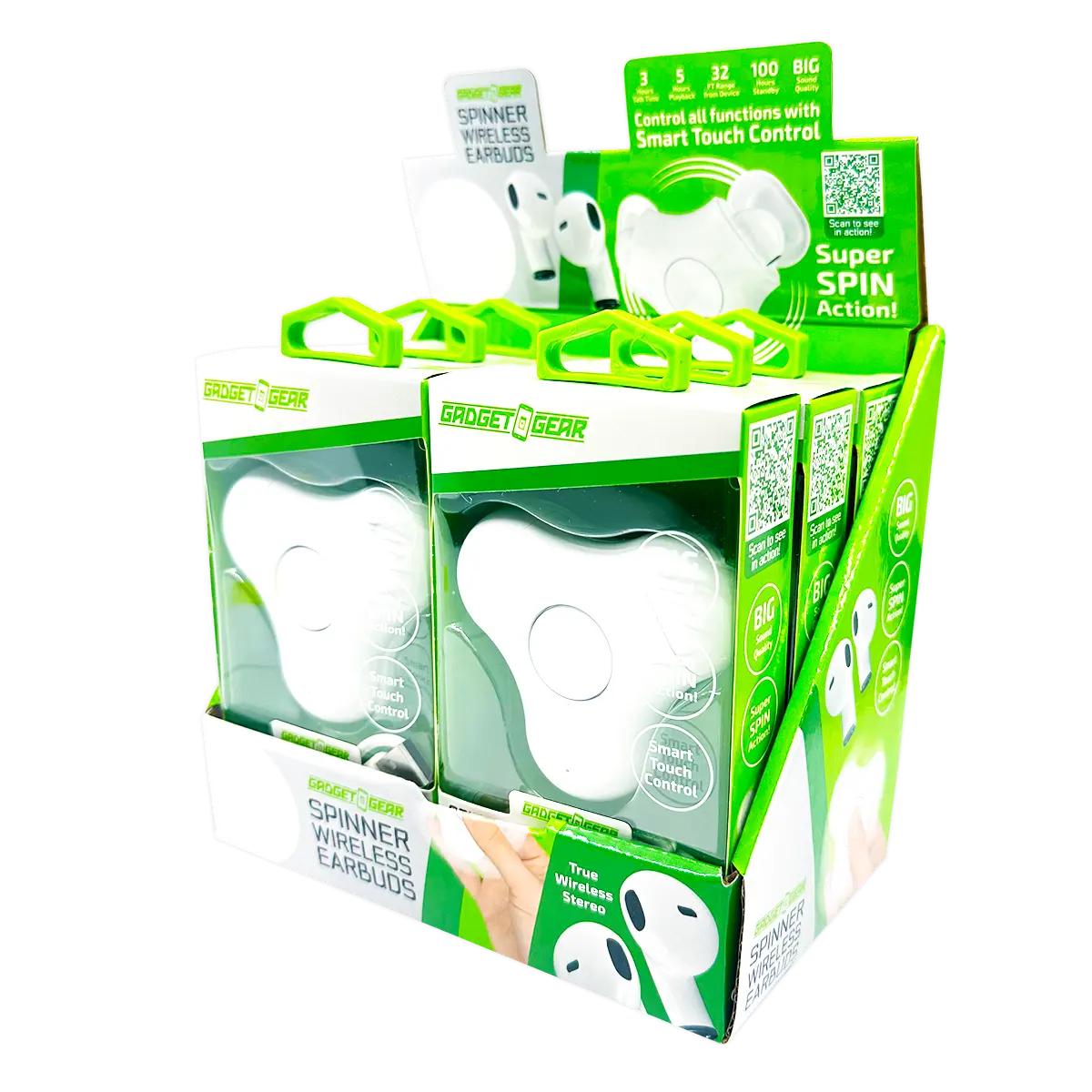 Wireless Earbuds with Fidget Spinner Case - 6 Pieces Per Retail Ready Display 25114 - NOVELTY INC WHOLESALE