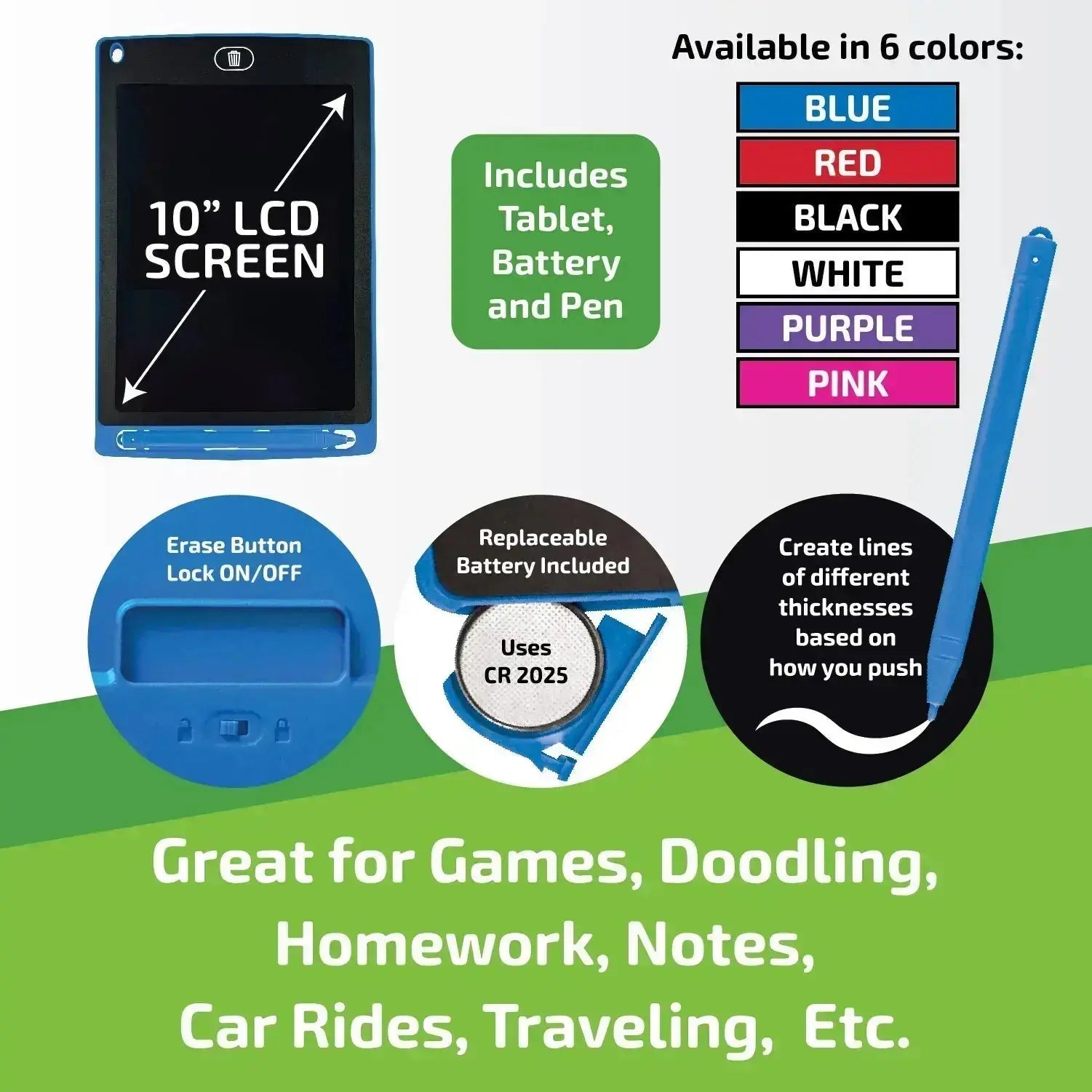 Reusable LCD Drawing Tablet - 6 Pieces Per Retail Ready Display 41798 GADGET GEAR