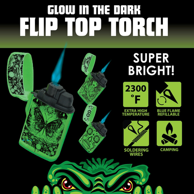 Glow In The Dark Flip Top Lighter - Store Surplus No Display - 15 Pieces Per Pack 25125L