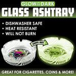 Glow in The Dark Glass Ashtray - 6 Pieces Per Retail Ready Display 25135 WHOLESALE