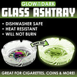 Glow in The Dark Glass Ashtray - Store Surplus No Display - 6 Pieces Per Pack 25135L