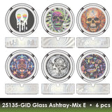 Glow in The Dark Glass Ashtray - Store Surplus No Display - 6 Pieces Per Pack 25135L