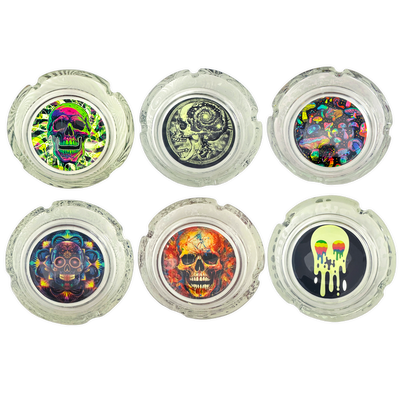 Glow in The Dark Glass Ashtray - 6 Pieces Per Retail Ready Display 25135