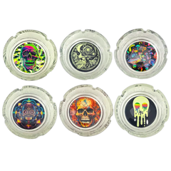 Glow in The Dark Glass Ashtray - Store Surplus No Display - 6 Pieces Per Pack 25135L STORE SURPLUS