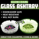 Glow in The Dark Glass Ashtray - Store Surplus No Display - 6 Pieces Per Pack 25136L STORE SURPLUS