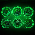 Glow in The Dark Glass Ashtray - Store Surplus No Display - 6 Pieces Per Pack 25136L STORE SURPLUS