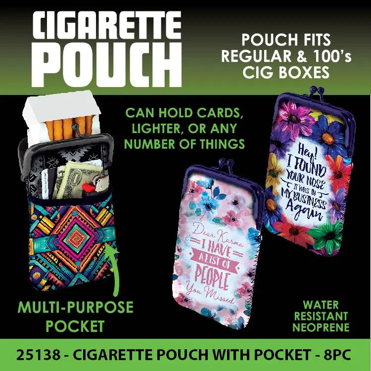 NEOPRENE CIGARETTE POUCH POCKET - STORE SURPLUS NO DISPLAY - 8 PIECES PER PACK 25138L STORE SURPLUS