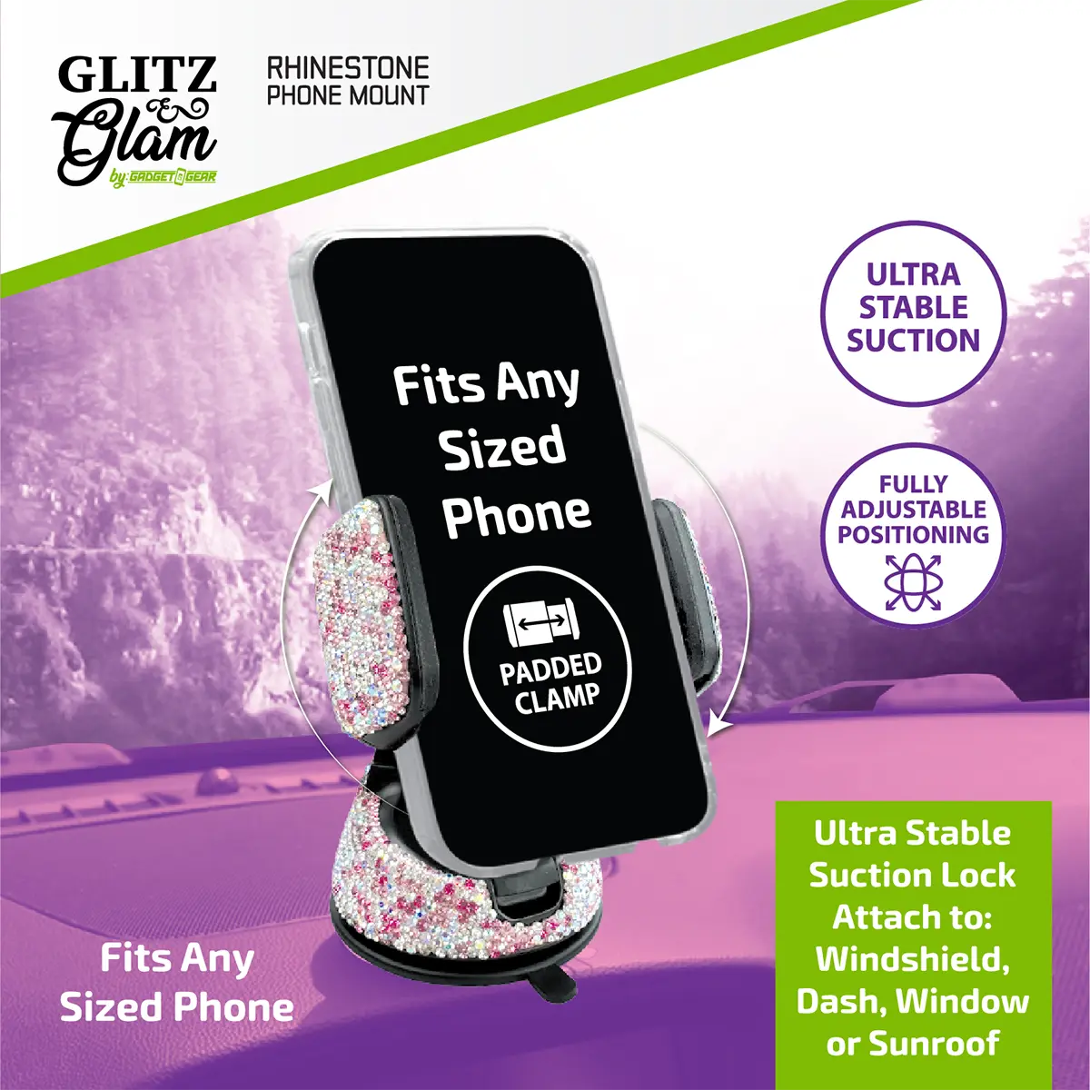 Small Rhinestone Phone Mount - 3 Pieces Per Retail Ready Display 25161 WHOLESALE