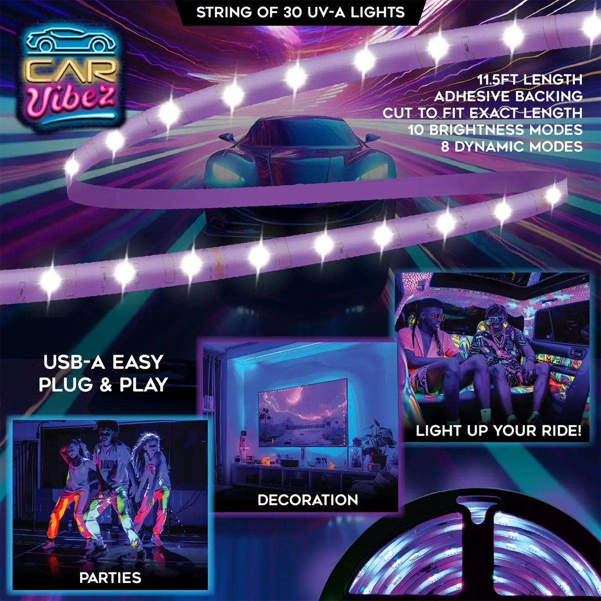 USB Blacklight Strip with Remote 11.5FT - 6 Pieces Per Retail Ready Display 25244 WHOLESALE
