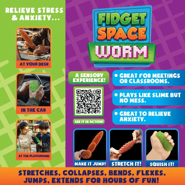Fidget Space Worm Toy - Store Surplus No Display - 12 Pieces Per Pack 25246L STORE SURPLUS