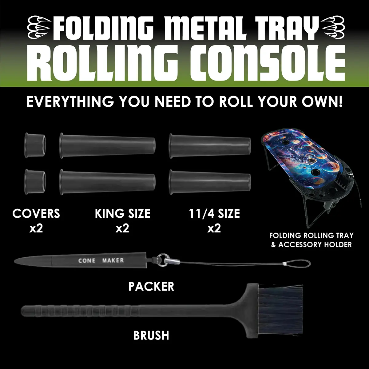 Folding Metal Tray Rolling Console - Store Surplus No Display - 6 Pieces Per Pack 25267L STORE SURPLUS