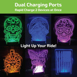 Car Charger DC Dual Port USB / USB-C with Illuminating Effects - 6 Pieces Per Retail Ready Display 25272 WHOLESALE