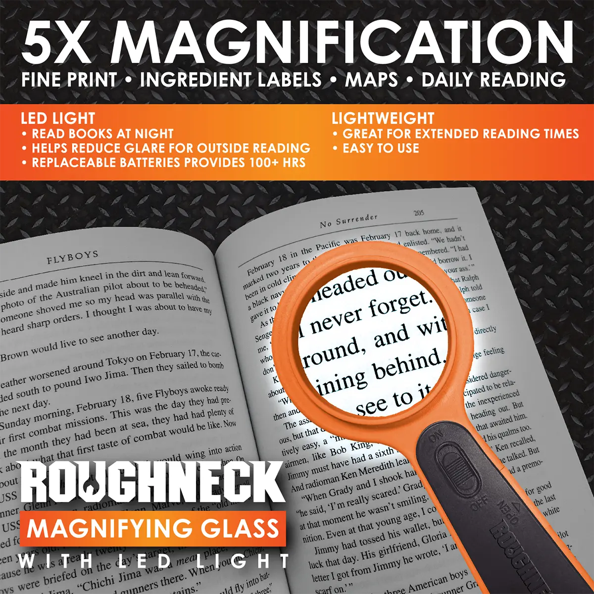 Roughneck Magnifying Glass with LED Light - Store Surplus No Display - 6 Pieces Per Pack 25273L STORE SURPLUS