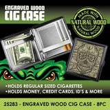 Engraved Wood Cigarette Case - 8 Pieces Per Retail Ready Display 25283 SMOKEZILLA
