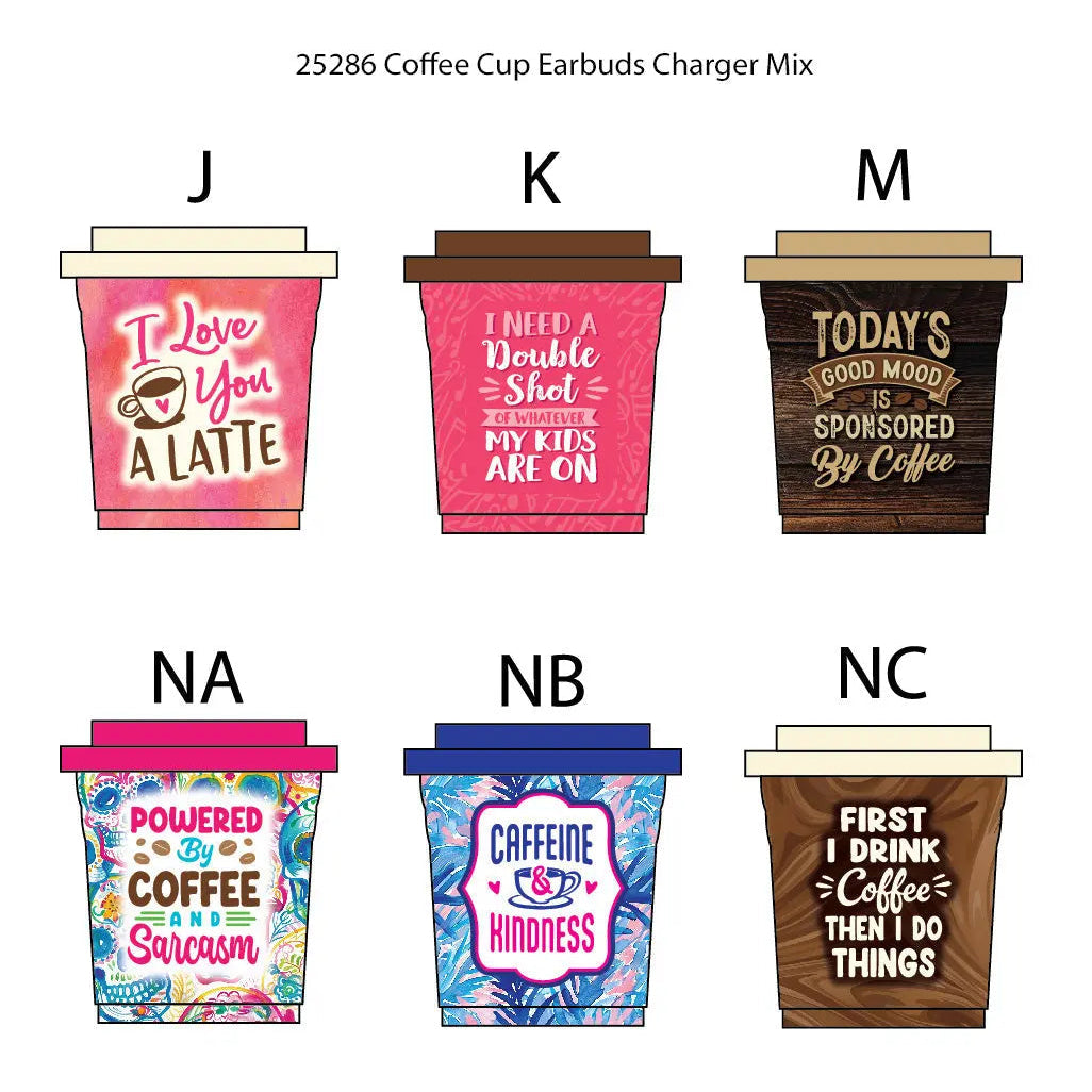 Wireless Earbuds with Coffee Cup Case - Store Surplus No Display - 6 Pieces Per Pack 25286L STORE SURPLUS