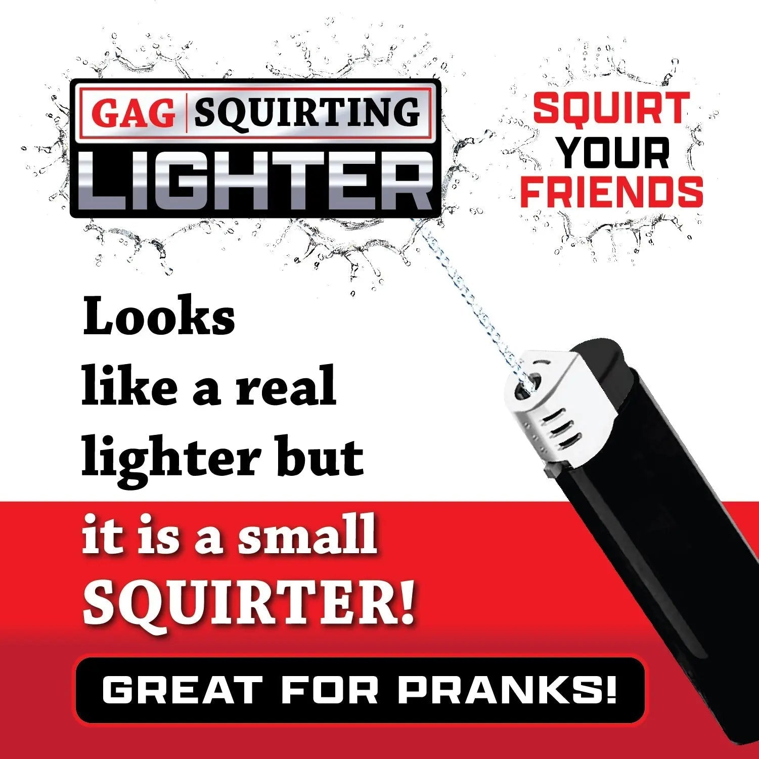 Practical Joke Gag Squirt Lighter - Store Surplus No Display - 12 Pieces Per Pack 25321L STORE SURPLUS
