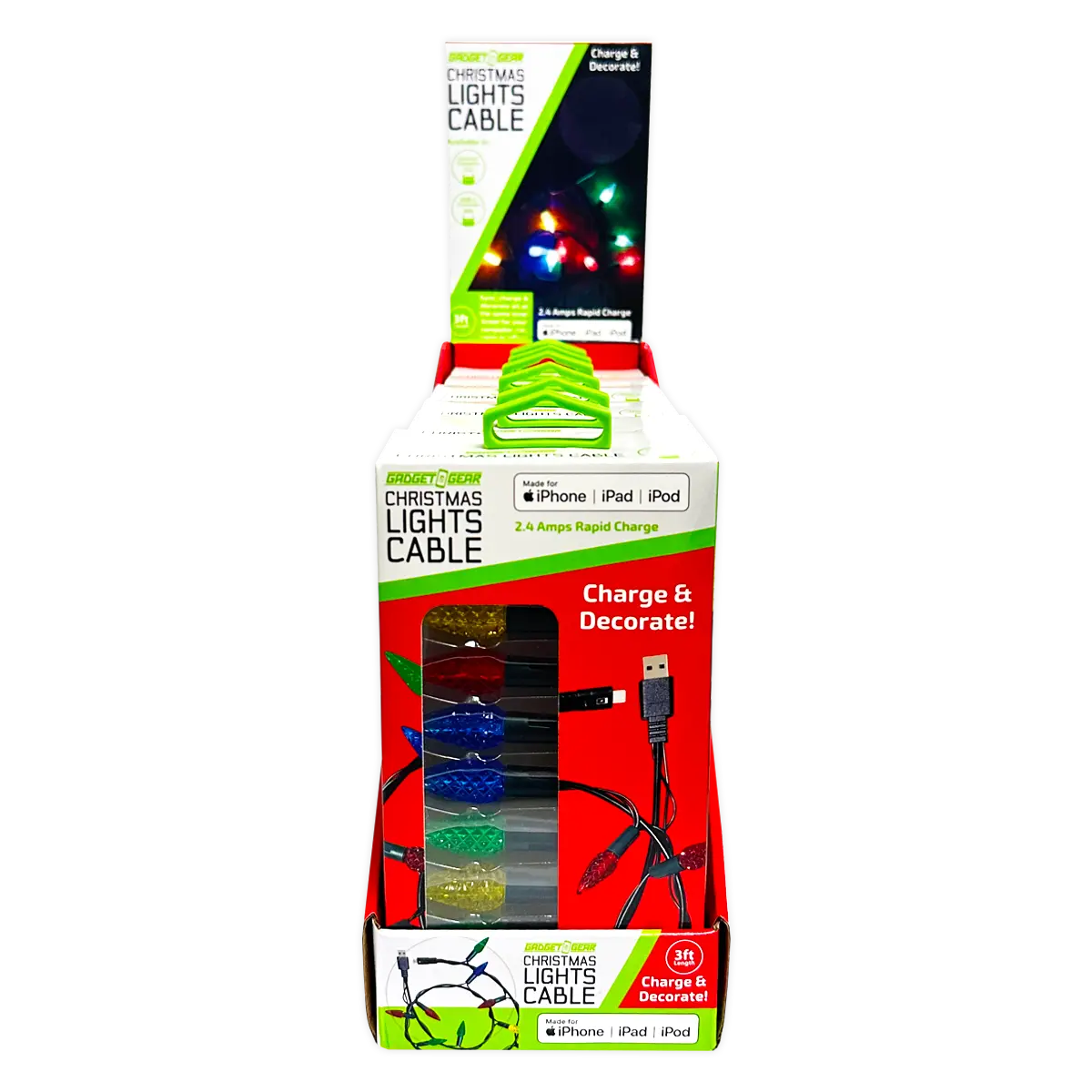 Christmas Light 3FT USB-to-Lightning / USB-C Sync and Charge Cables - 6 Pieces Per Display 25327 STORE SURPLUS