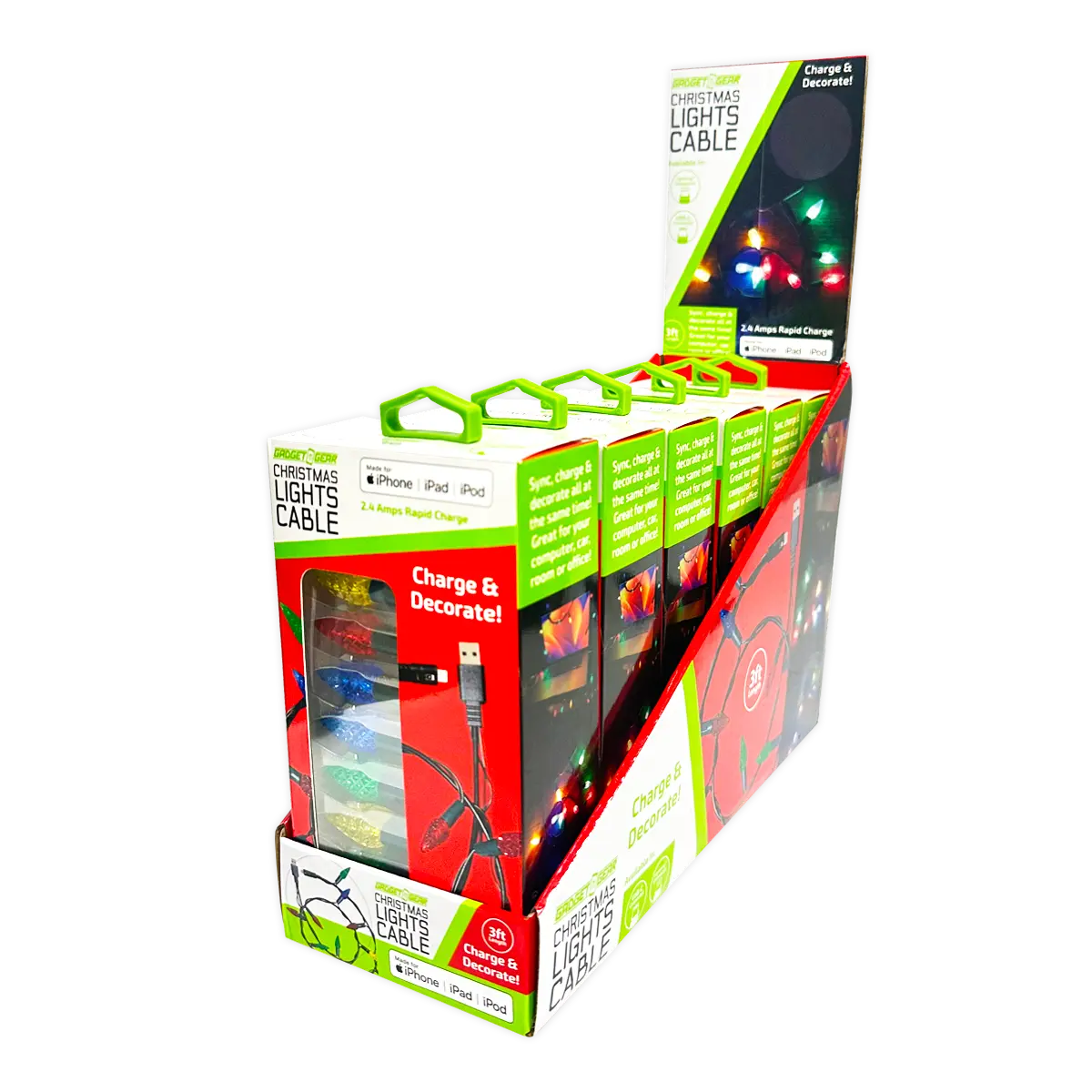 Christmas Light 3FT USB-to-Lightning / USB-C Sync and Charge Cables - 6 Pieces Per Display 25327 STORE SURPLUS