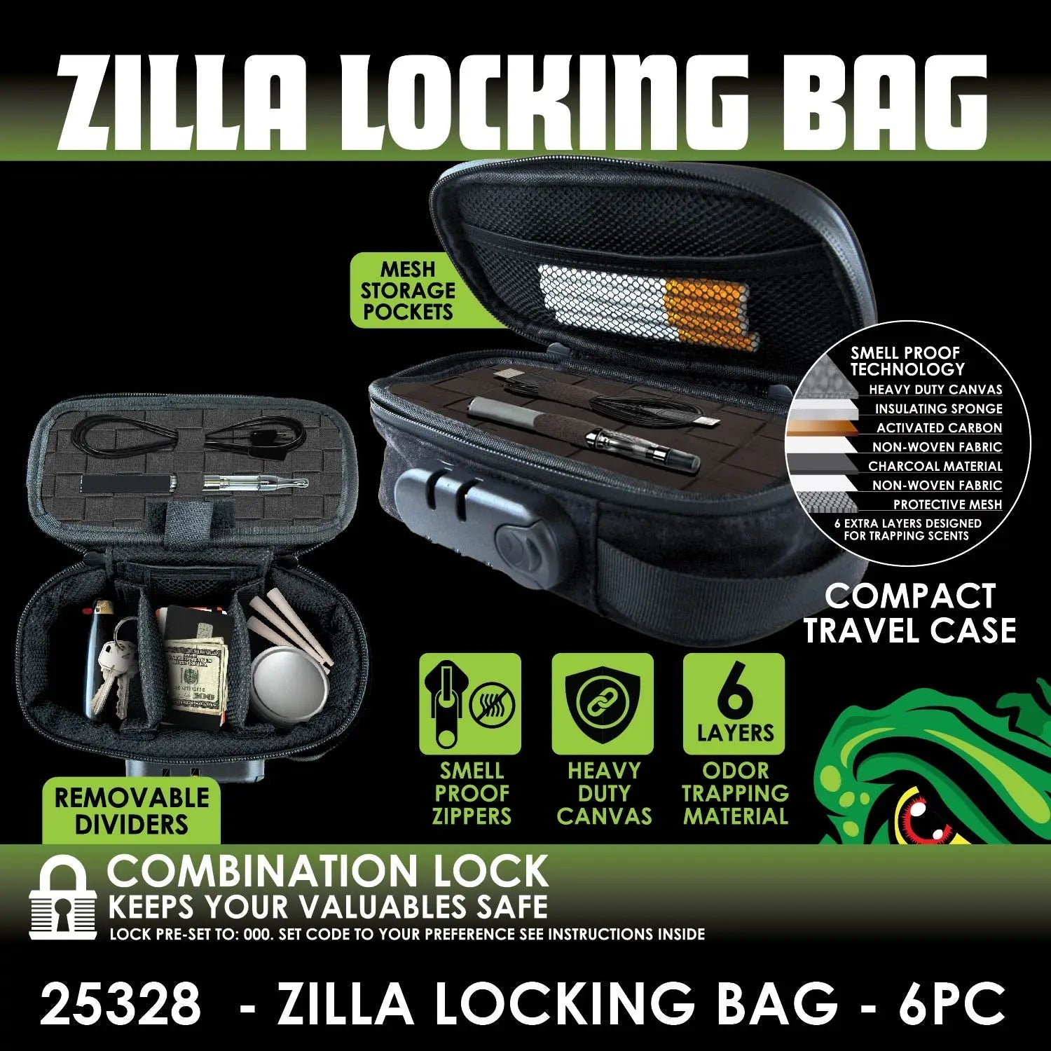 Zilla Locking Bag - Store Surplus No Display - 6 Pieces Per Pack 25328L STORE SURPLUS