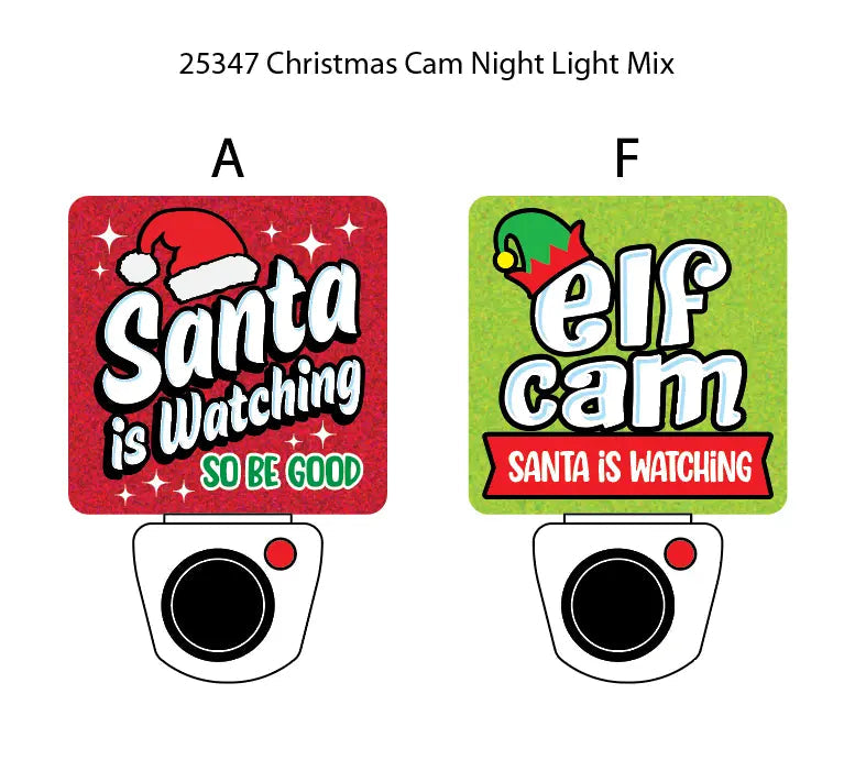 Christmas Cam Night Light AC Wall - 6 Pieces Per Retail Ready Display 25347 WHOLESALE