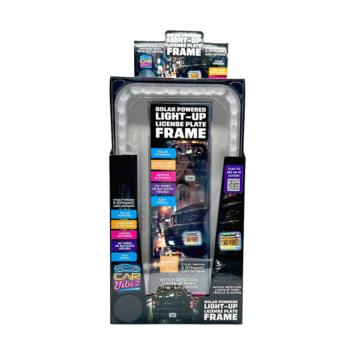 Solar Powered Light-Up License Plate Frame - 6 Pieces Per Retail Ready Display 25378 - NOVELTY INC WHOLESALE