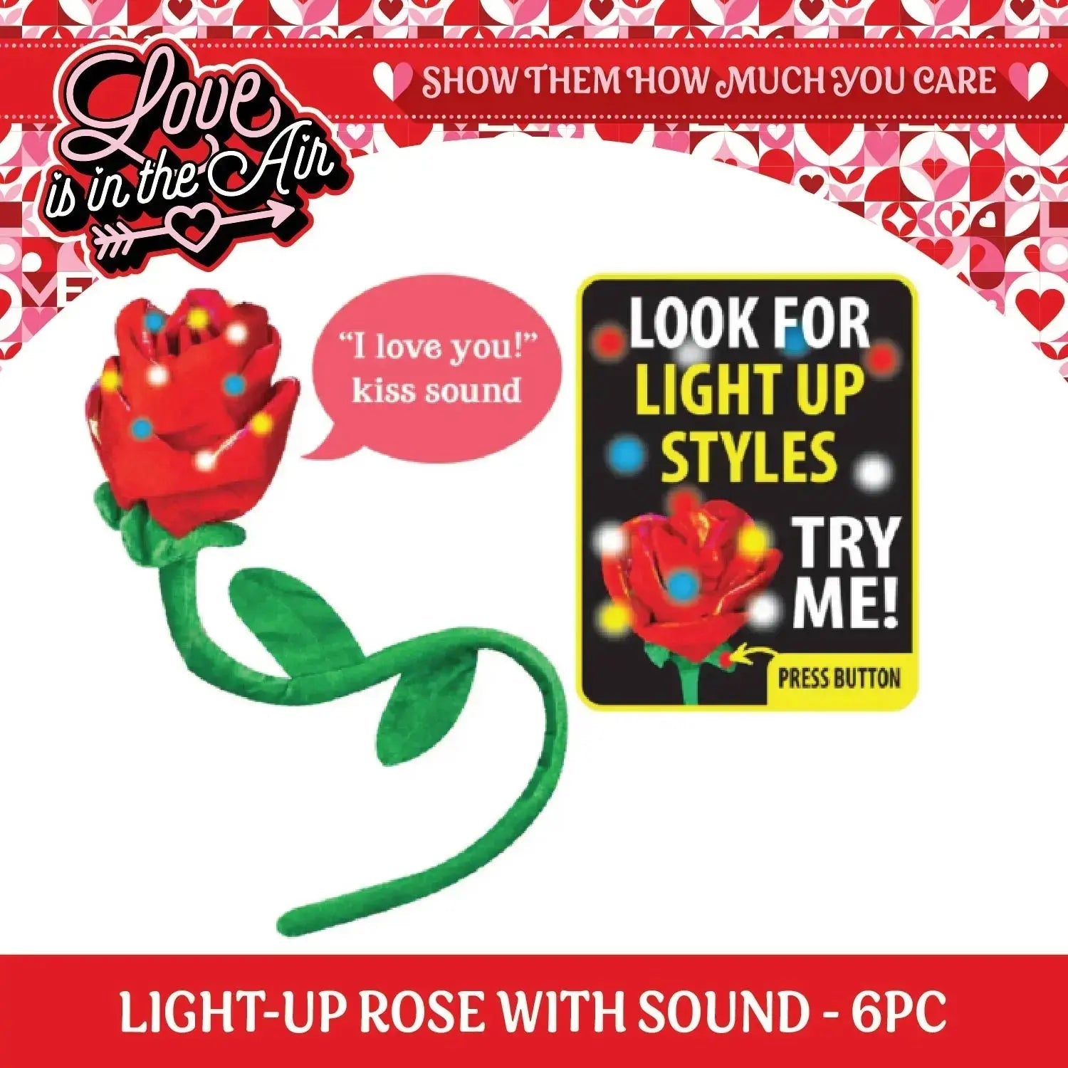 Valentine's Day Rose Plush and Gift Assortment Floor Display - 58 Pieces Per Retail Ready Display 88576 KIPP BROTHERS