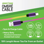 10FT Color Fade USB-A-to-USB-C Charging Cable - 6 Pieces Per Retail Ready Display 25484 GADGET GEAR