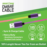 10FT Color Fade USB-A-to-USB-C Charging Cable - 6 Pieces Per Retail Ready Display 25484 GADGET GEAR