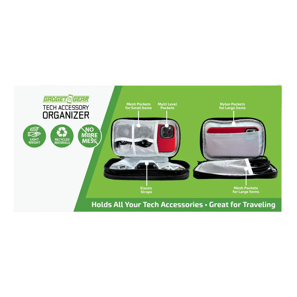 Tech Accessories Organizer Storage Bag - 6 Pieces Per Retail Ready Display 25485 - NOVELTY INC WHOLESALE