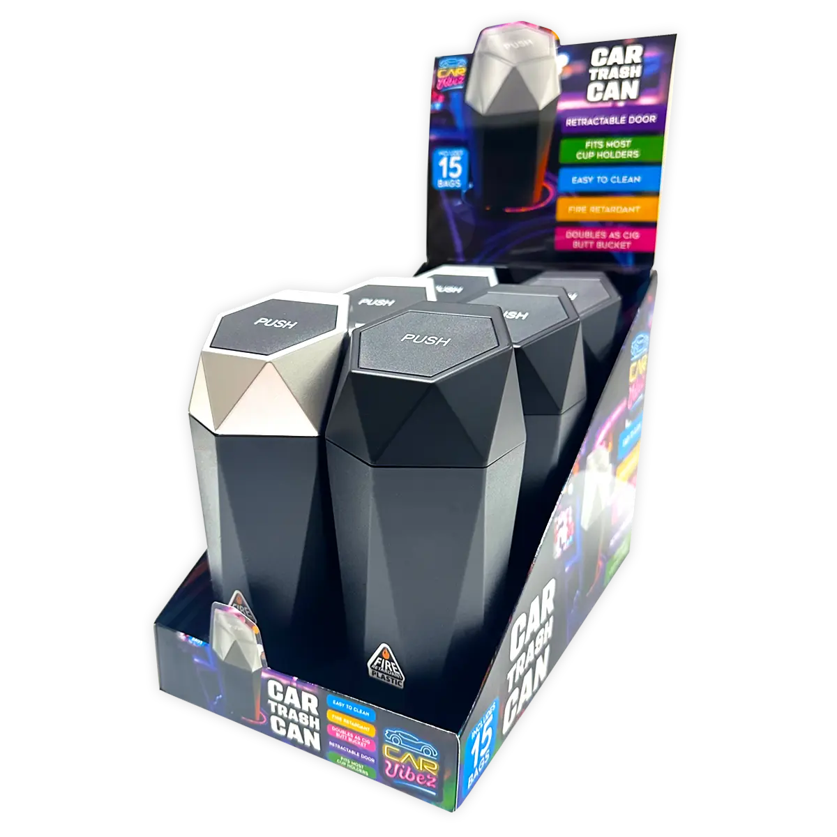 Mini Car Trash Can Accessory 6 Pieces Per Retail Ready Display Mini Car Trash Can Accessory 6 Pieces Per Retail Ready Display