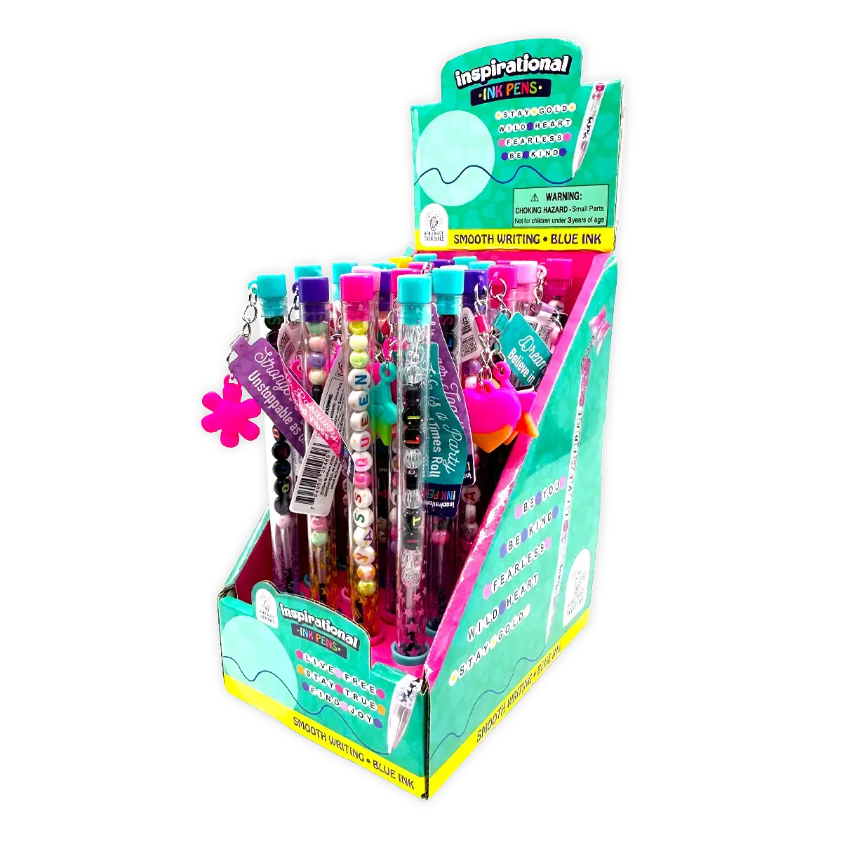 Beaded Inspirational Ink Pen with Charm - 24 Pieces Per Retail Ready Display 25489 WHOLESALE