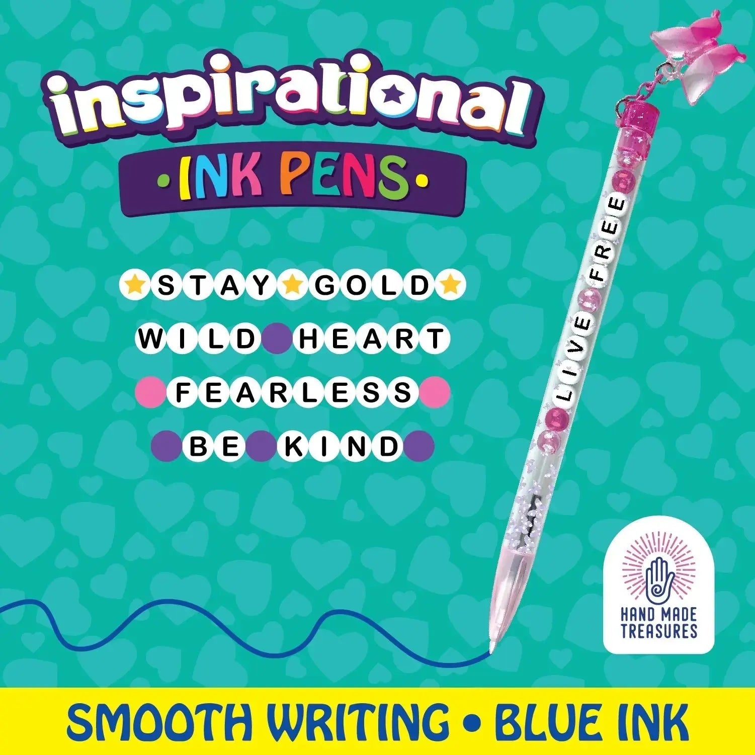 Beaded Inspirational Ink Pen with Charm - 24 Pieces Per Retail Ready Display 25489 WHOLESALE