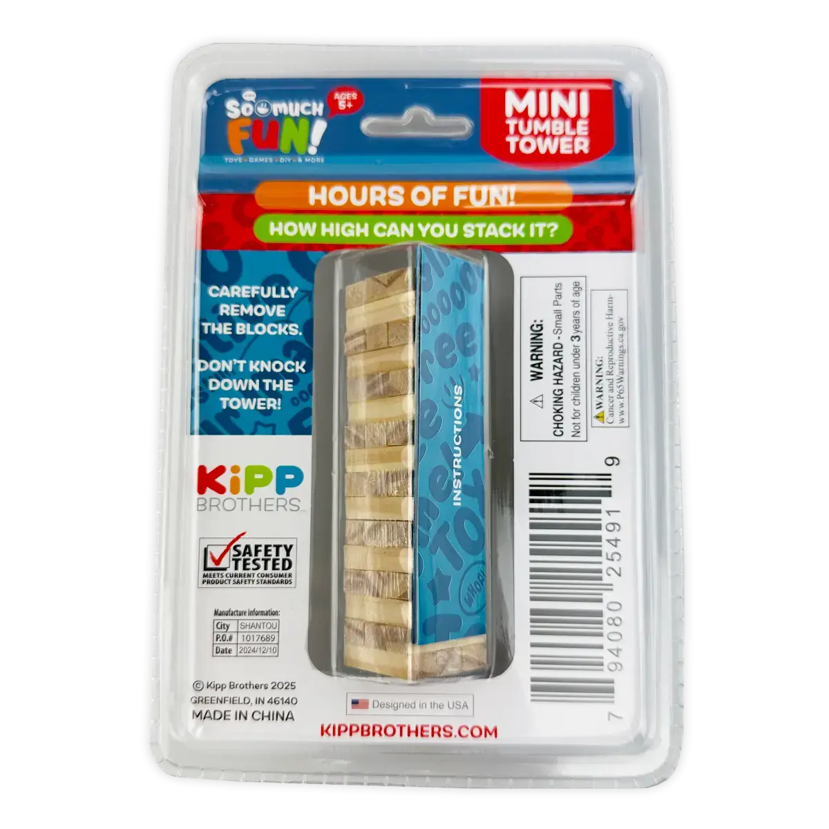 Classic Mini Tumble Tower Wooden Game - 6 Pieces Per Display 25491 KIPP BROTHERS