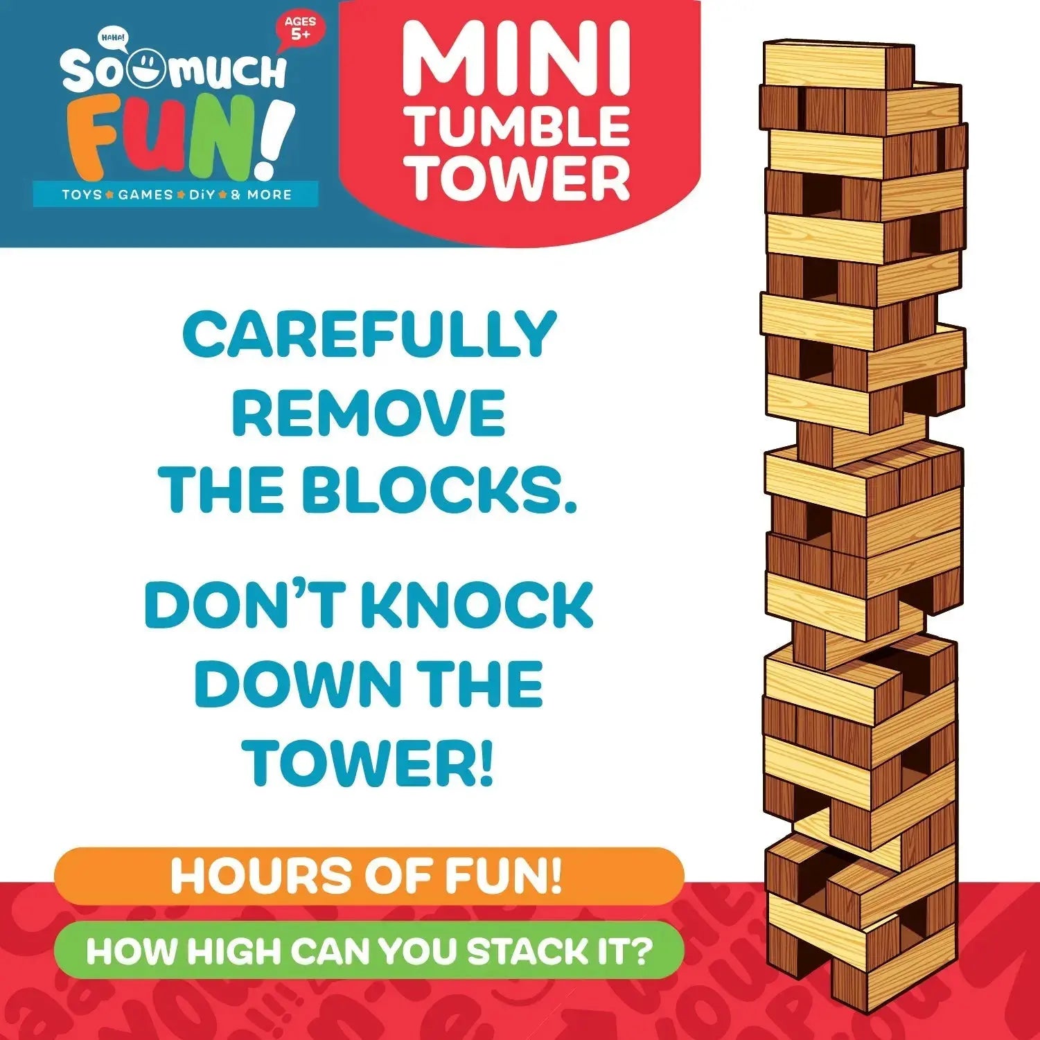 Classic Mini Tumble Tower Wooden Game - 6 Pieces Per Display 25491 KIPP BROTHERS