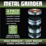 Metal 4 Piece Grinder with Printed Top - 6 Pieces Per Retail Ready Display 25551 - NOVELTY INC WHOLESALE