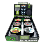Metal 4 Piece Grinder with Printed Top - 6 Pieces Per Retail Ready Display 25551 - NOVELTY INC WHOLESALE