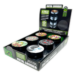 Metal 4 Piece Grinder with Printed Top - 6 Pieces Per Retail Ready Display 25551 - NOVELTY INC WHOLESALE
