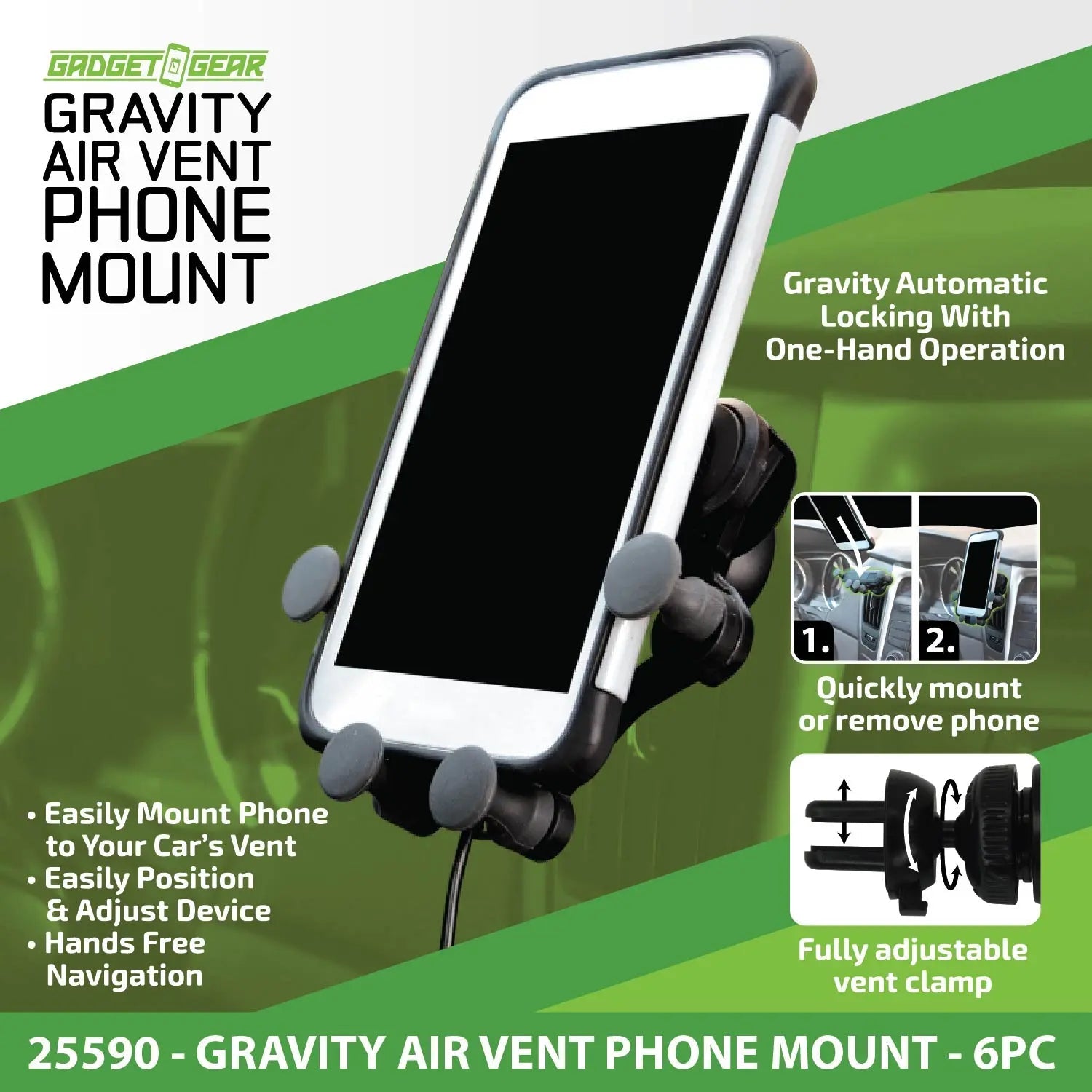 Gravity Vent Mount - 6 Pieces Per Retail Ready Display 25590 WHOLESALE
