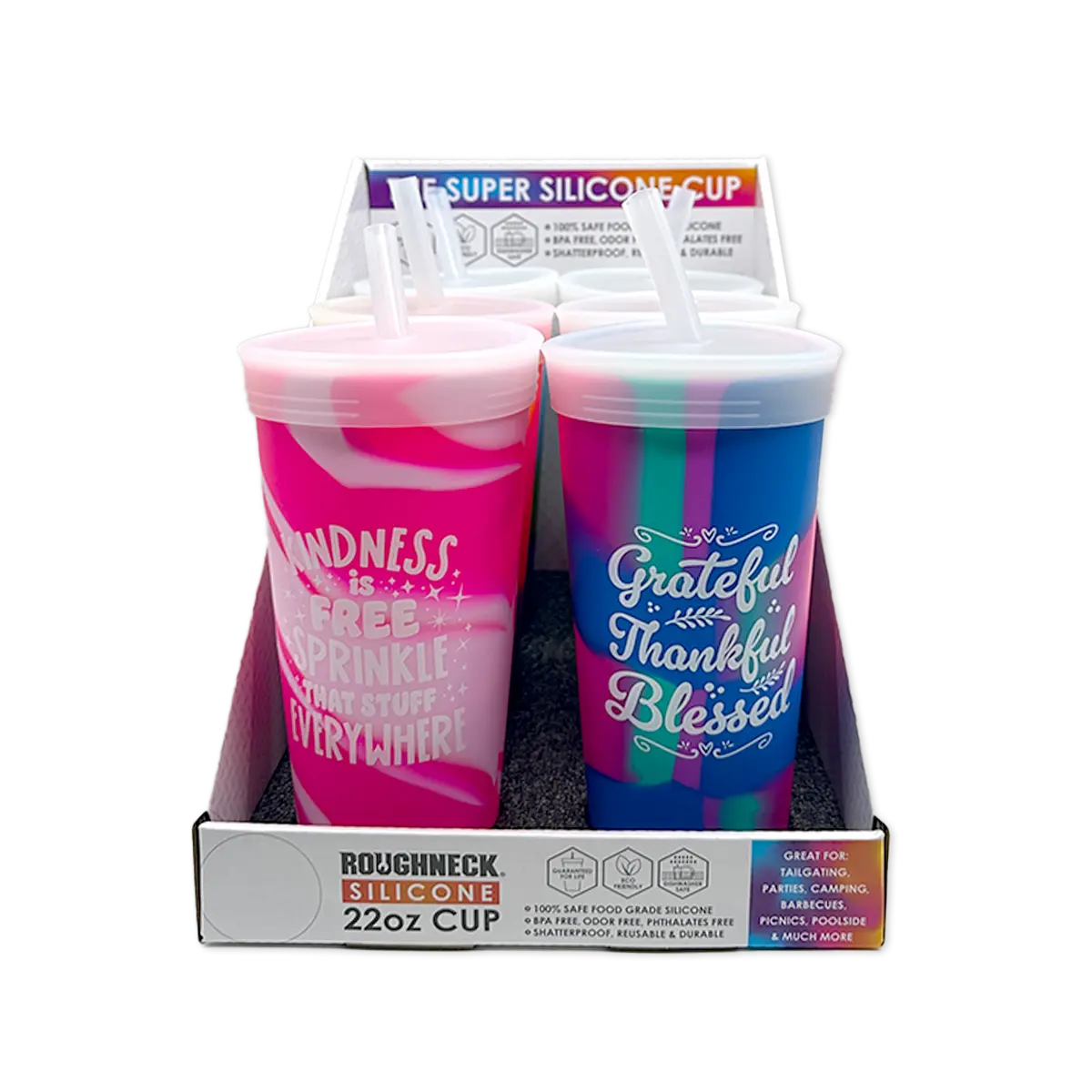 Silicone 22oz Super Cups - 6 Pieces Per Retail Ready Display 25605 WHOLESALE