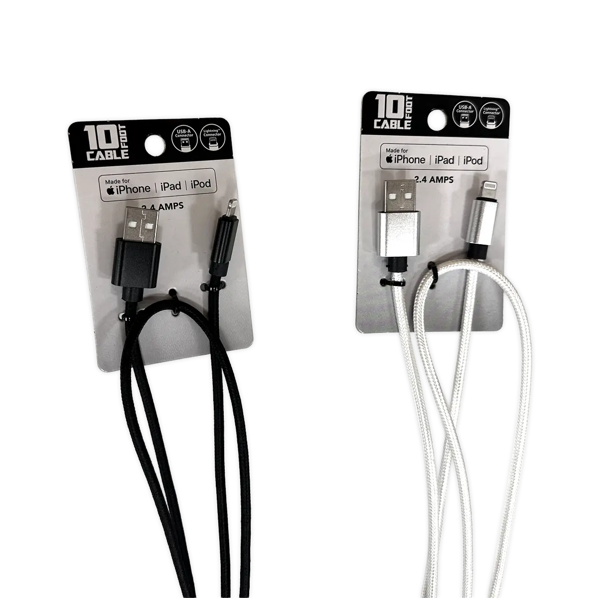 10FT Braided Sync and Charge Cable Assortment Floor Display - 24 Pieces Per Retail Ready Display 88585 WHOLESALE