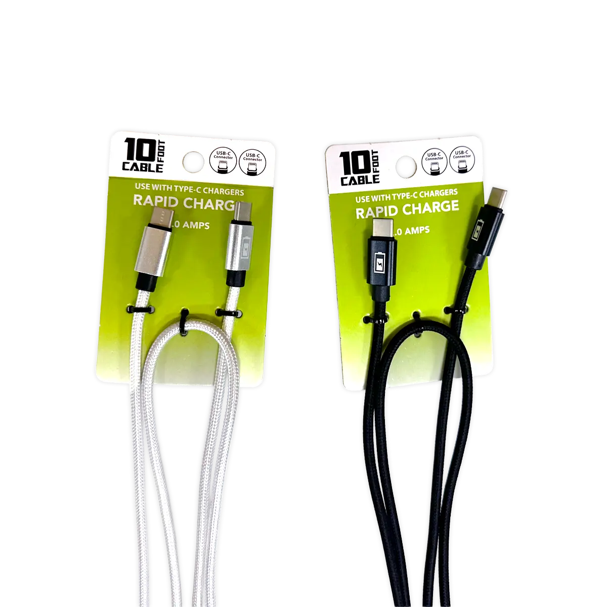 10FT Braided Sync and Charge Cable Assortment Floor Display - 24 Pieces Per Retail Ready Display 88585 WHOLESALE