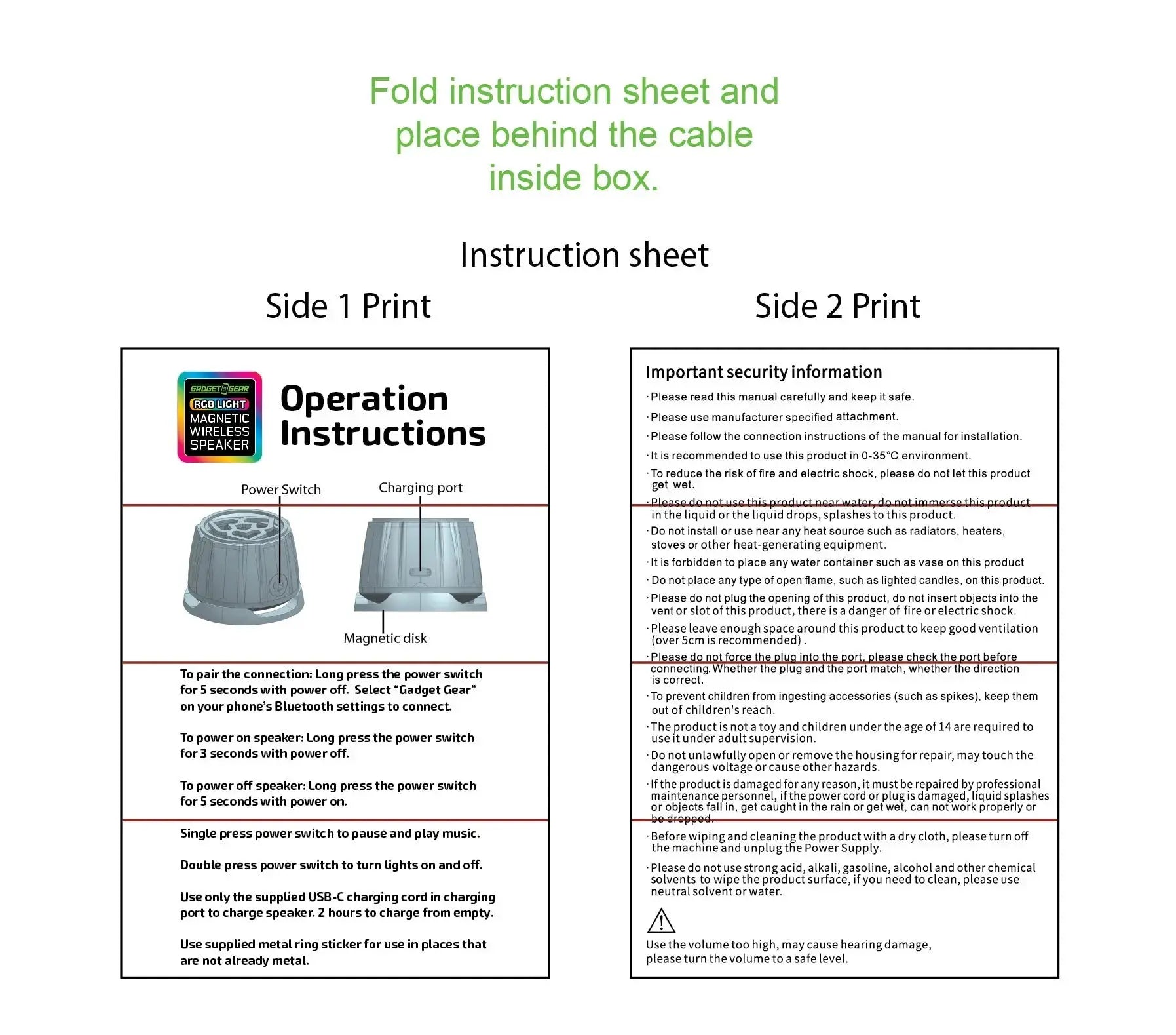 Magnetic Wireless Speaker Stand with LED Lights - 6 Pieces Per Retail Ready Display 25684 GADGET GEAR