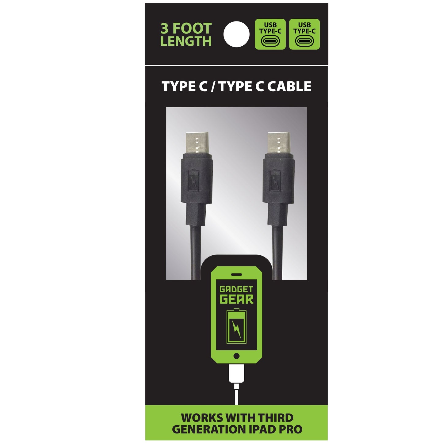 ITEM NUMBER 025730L GG TYPE C TO TYPE C CHARGE CABLE - STORE SURPLUS NO DISPLAY 4 PIECES PER PACK