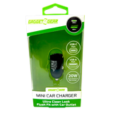 Mini Car Charger DC Dual Port USB / USB-C 20 Watts - 6 Pieces Per Retail Ready Display 25751 GADGET GEAR