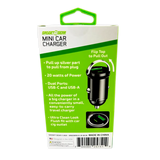 Mini Car Charger DC Dual Port USB / USB-C 20 Watts - 6 Pieces Per Retail Ready Display 25751 GADGET GEAR