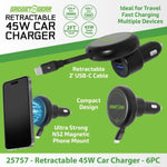 Car Charger MagSafe Retractable USB-A / USB-C Adapter 45W - 6 Pieces Per Retail Ready Display 25757 GADGET GEAR