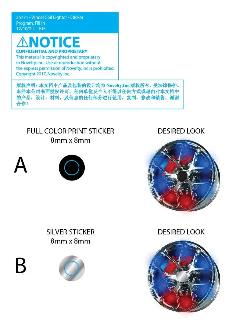 Light-up Coil Lighter Wheel - 6 Pieces Per Retail Ready Display 25771 WHOLESALE