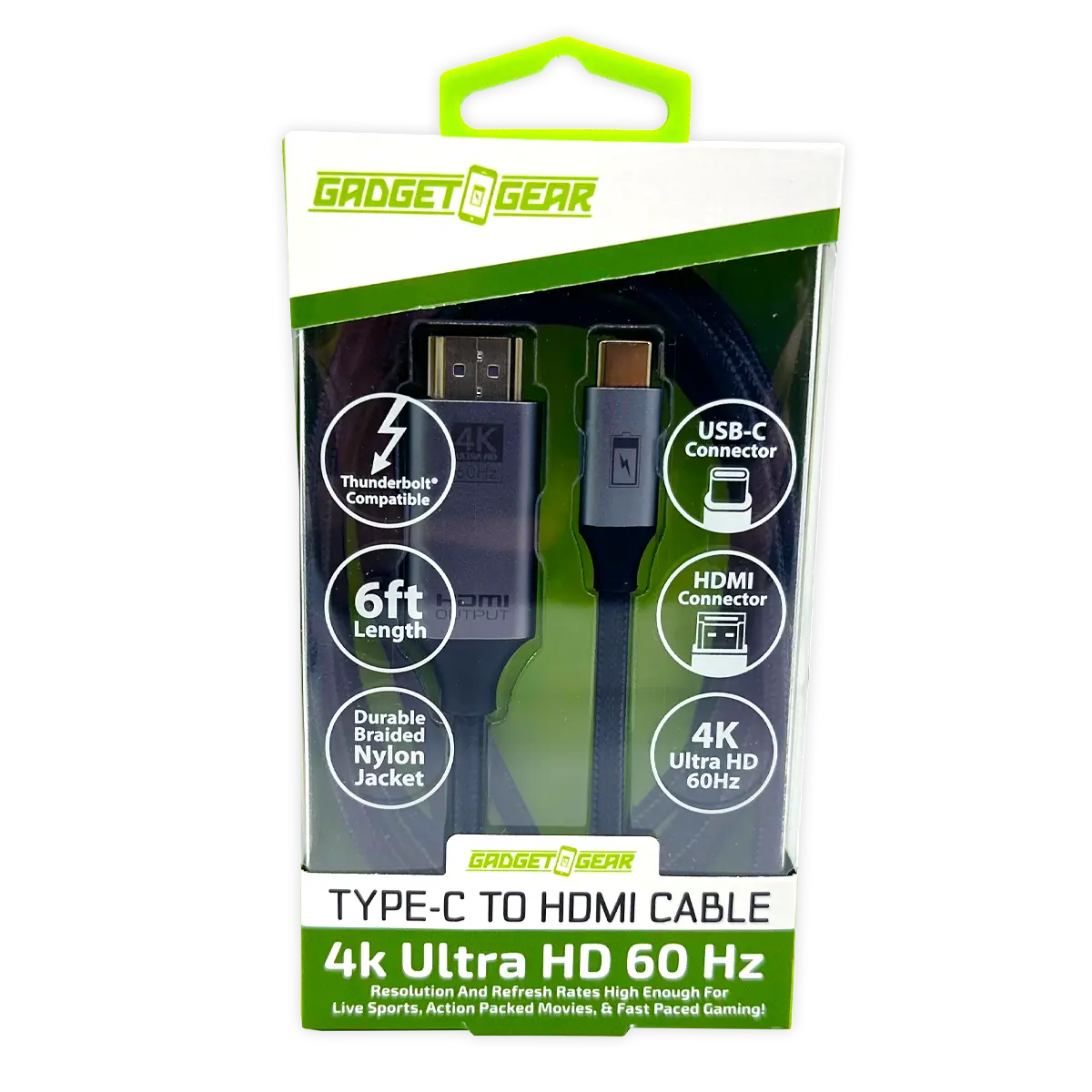 USB-C to HDMI Adapter Cable 6FT 4K Ultra HD 60hz - Store Surplus No Display - 6 Pieces Per Pack 25788L STORE SURPLUS