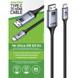 USB-C to HDMI Adapter Cable 6FT 4K Ultra HD 60hz - 6 Pieces Per Retail Ready Display 25788 - NOVELTY INC WHOLESALE